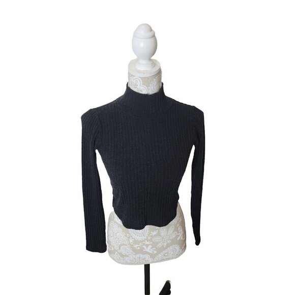 Aritzia Wilfred Free Sweater Mock Neck Long Sleeve Ribbed Crop Women's Small - Picture 1 of 7